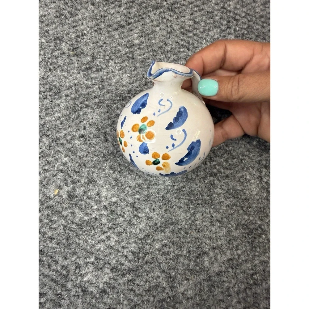 Italian Ceramic Miniature Mini Pitcher Caltagirone Sicily Italy Hand Painted